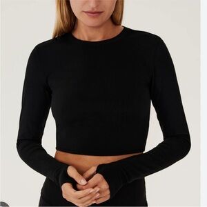 Splits59 Airweight Long Sleeve Black Crop Top